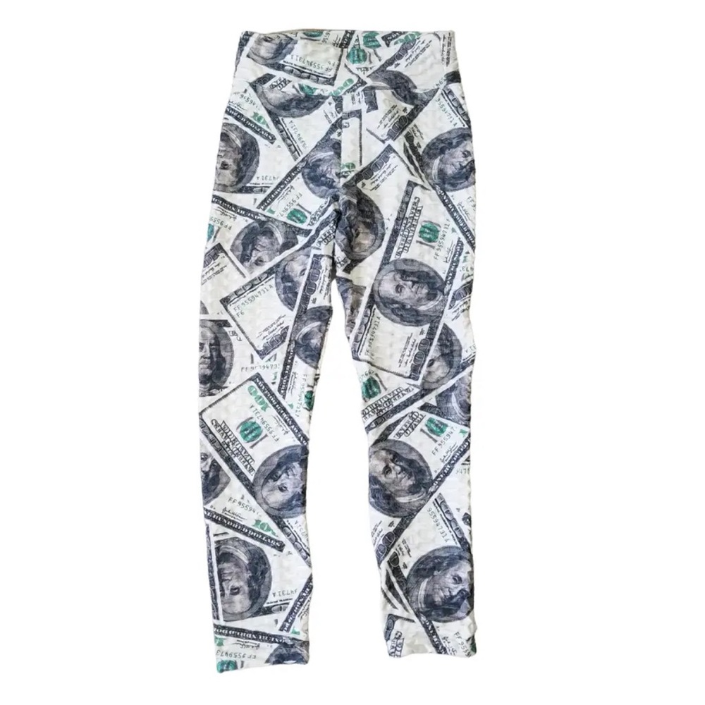 Elite Collection 100 Dollar Bill Leggings Sz S
